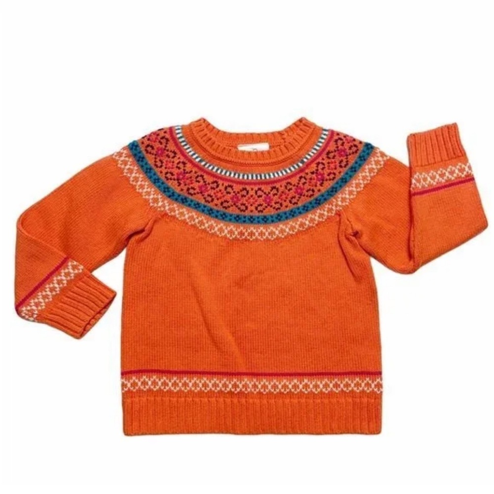 Hanna Andersson orange fair isle sweater
